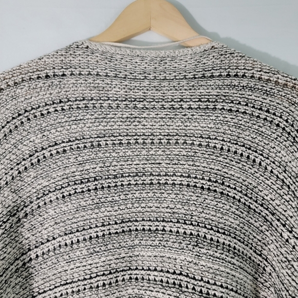 Pure Jill Women's Gray/Black Striped Open Cardigan Sz L Cable Knit Lagenlook - Picture 6 of 12